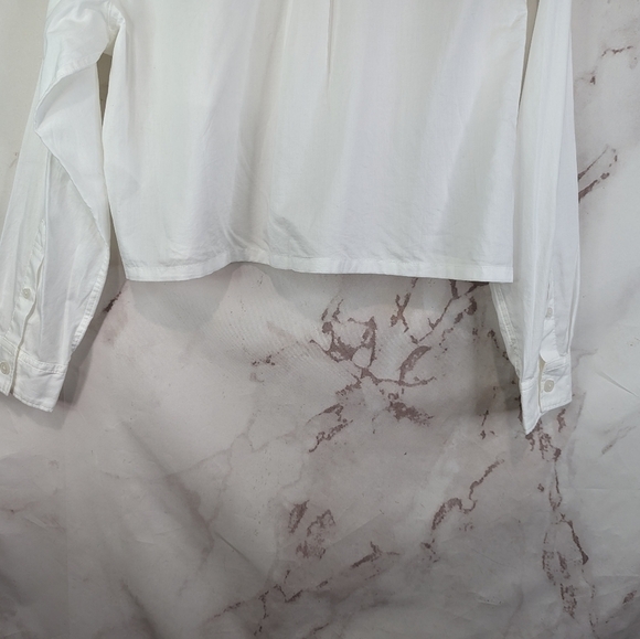 Everlane Shirt Womens White Button Up The Silky Cotton Way Short Crop - Picture 8 of 12